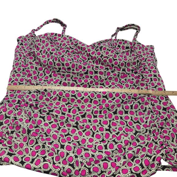 A&H Sportswear Womens 26W Tankini Top Plus Size Swimsuit Pink Black Polka Dots - Picture 13 of 16
